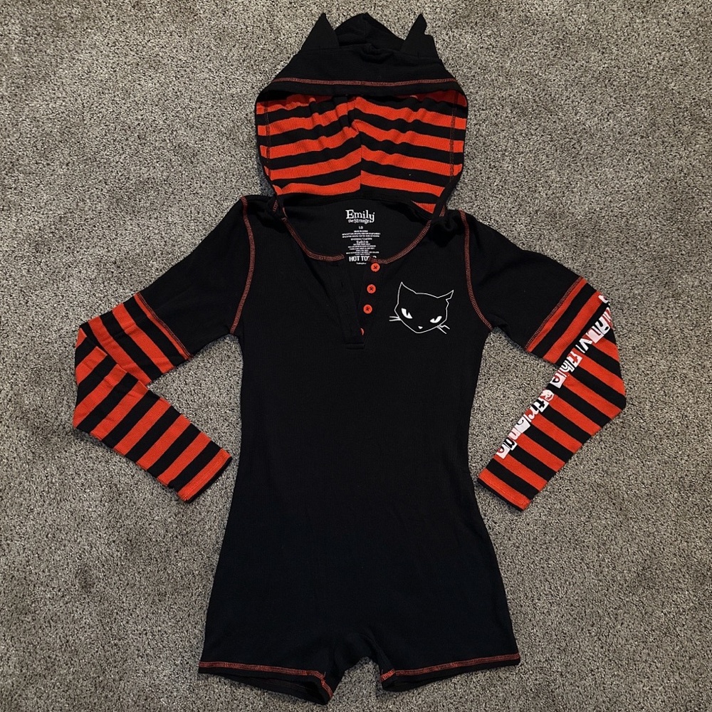 Emily The Strange Cats Hooded Romper
